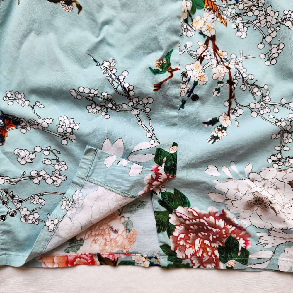 Retro Sheath Dress Pencil Green Floral Nature Bohemian Cottagecore Fairycore L - Picture 9 of 16